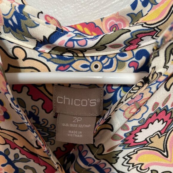 Chico's Floral Paisley Button-Down Dress Size 14P - Picture 6 of 8